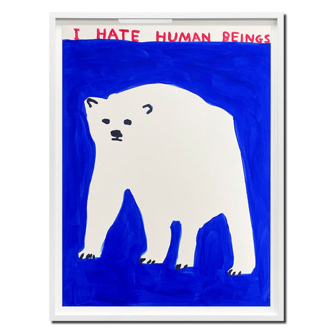 David Shrigley, badger, I Hate Human Beings, framed artwork, limited edition print