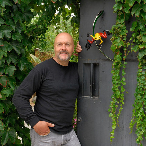 Tim Cotterill, garden, Frogman, bronze frog sculpture, sculpture