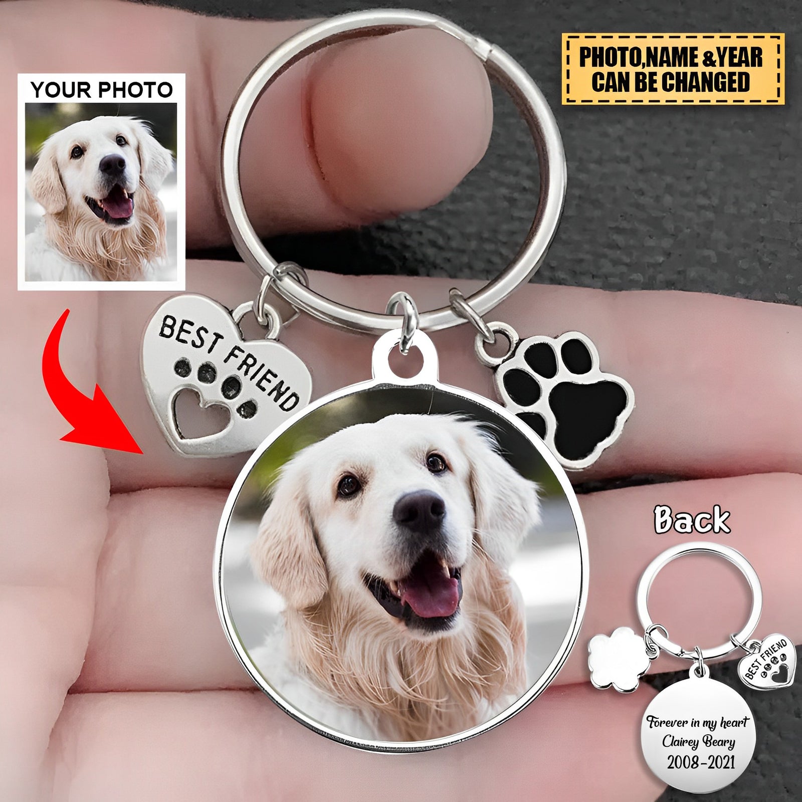Personalized Dog Photo Keychain