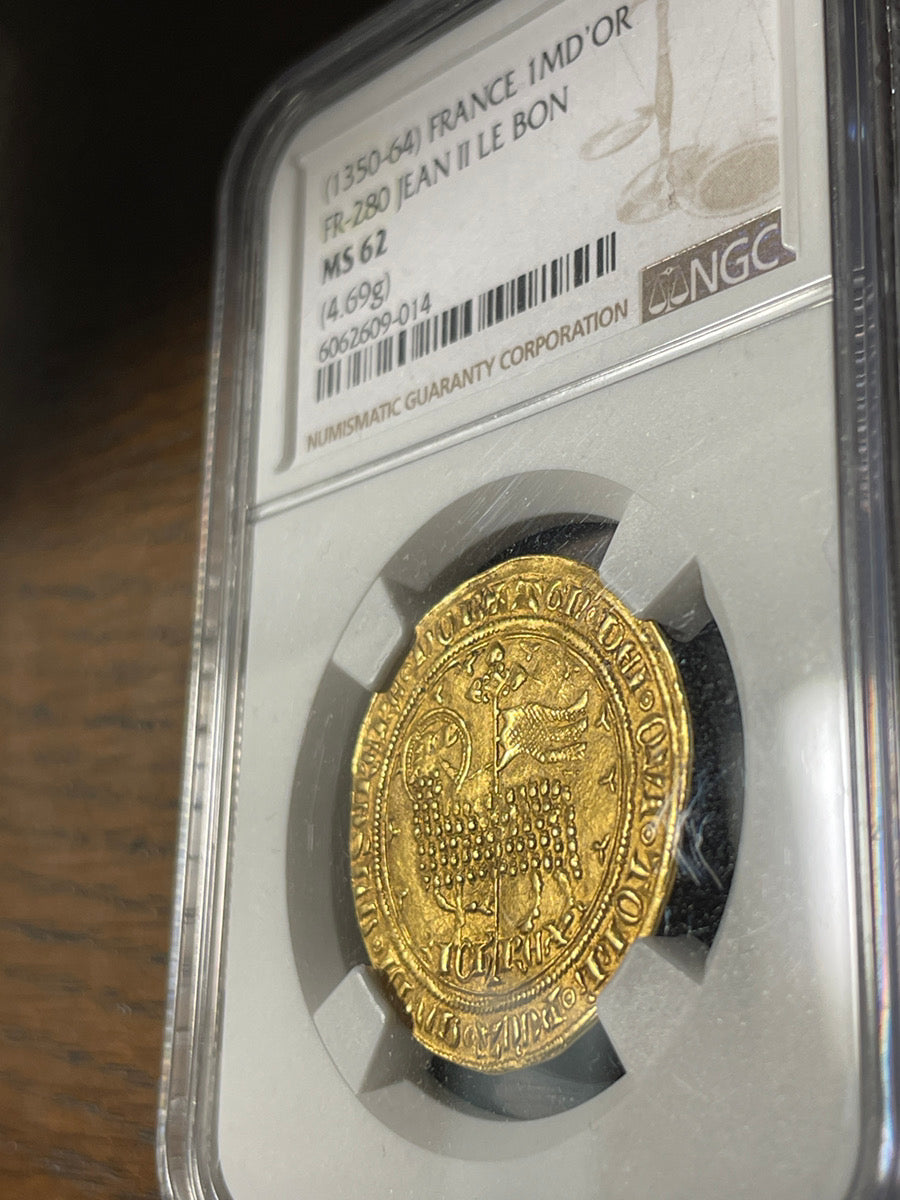 フランス 1350-64 ジャン2世 ムートンドール 金貨 黄金の羊 PCGS MS62 ...