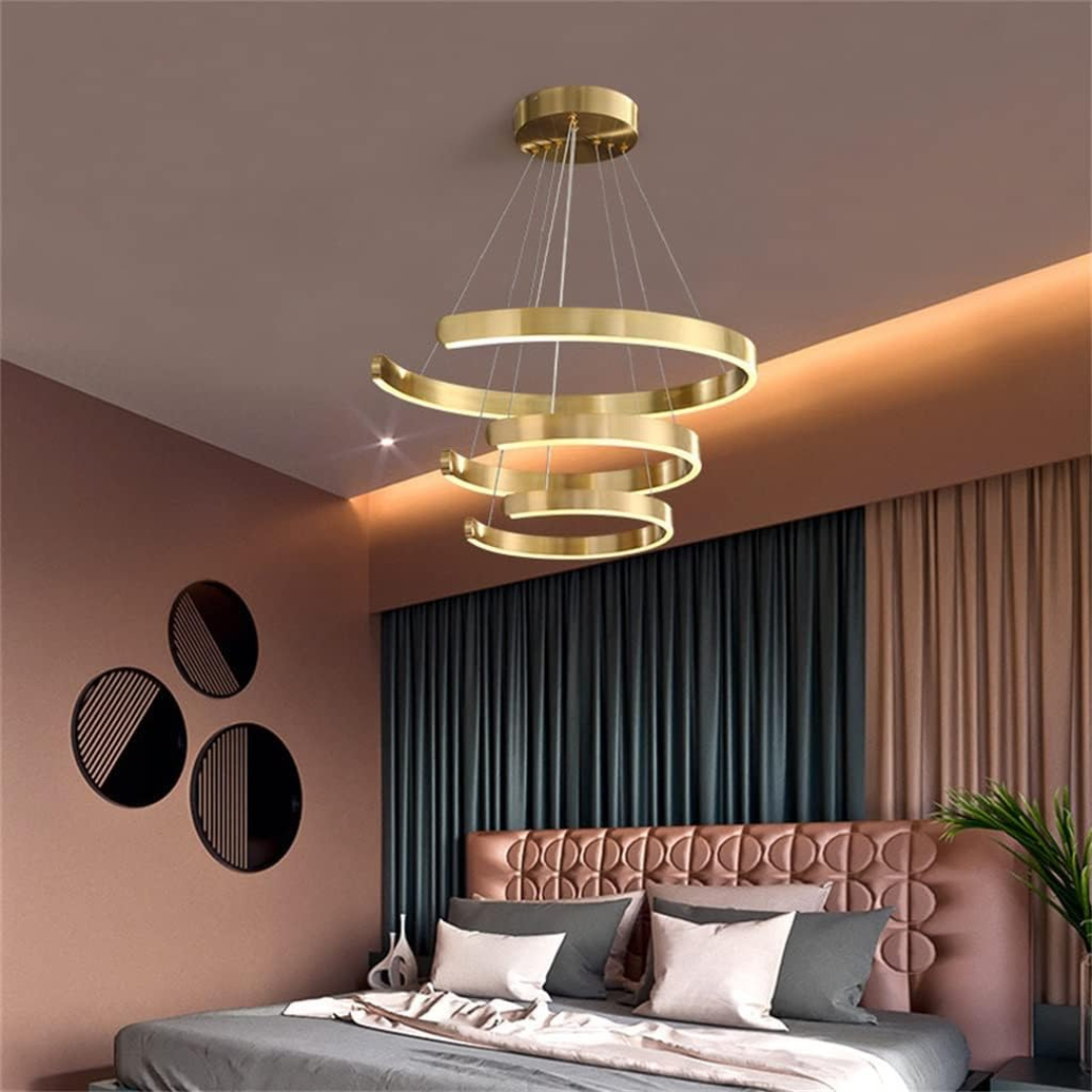 Isabella | Sleek Gold LED Hanging Rings Chandelier