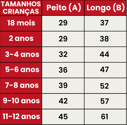 Guía de Tamanhos 104-CAMISETA-RENO-MANGA-CORTA-CRIANÇAS-POR