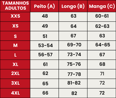 Guia de Tamanhos 421-ADULTOS