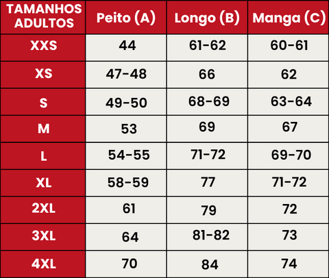 Guia de Tamanhos 602-ADULTOS