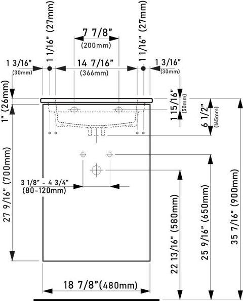 Laufen_Kartell_860331_Technical_Drawing_Front_View
