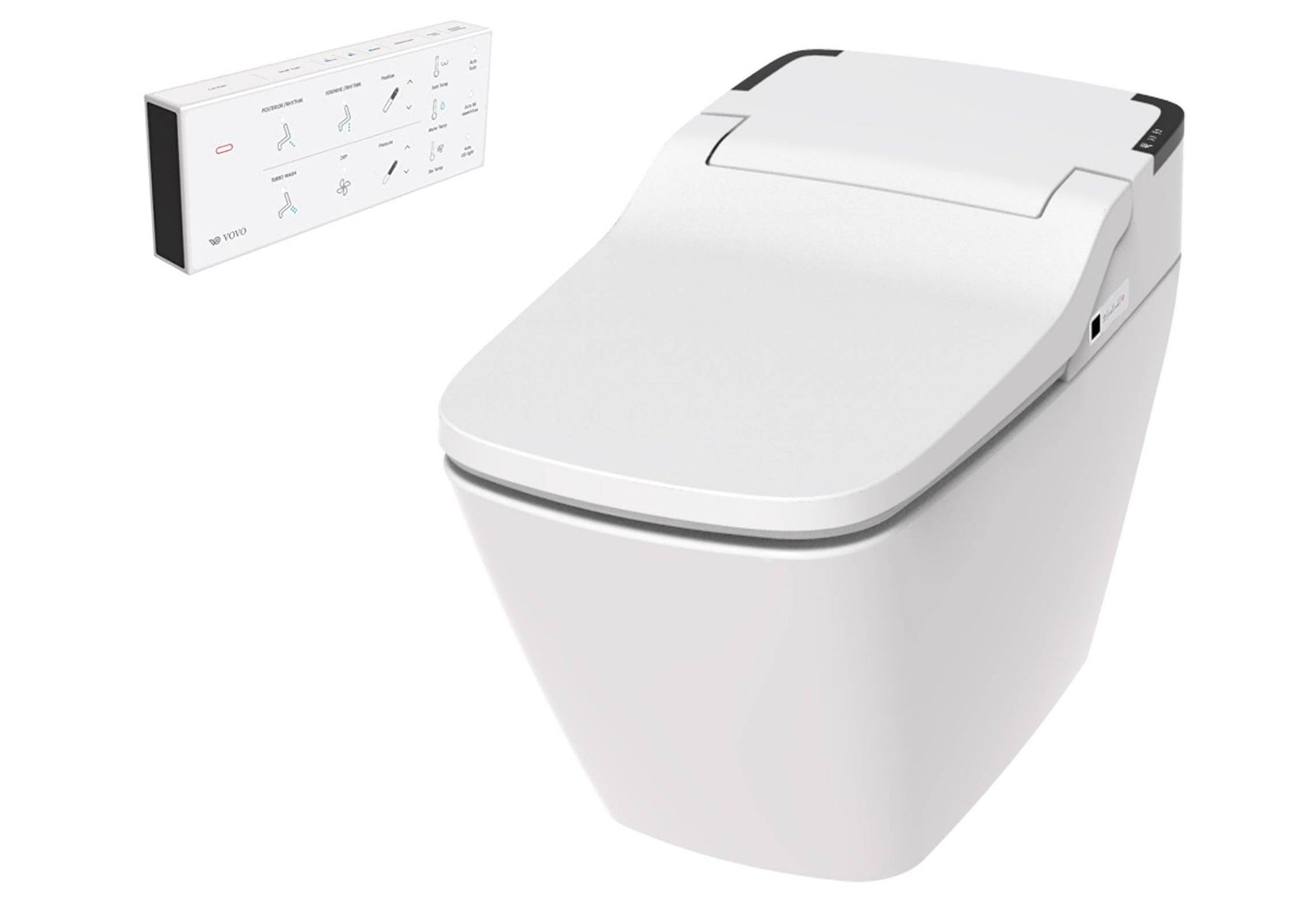 VOVO STYLEMENT 1 Pièce 1.12 GPF Single Flush Round Standard Smart Bidet  Toilette en Noir