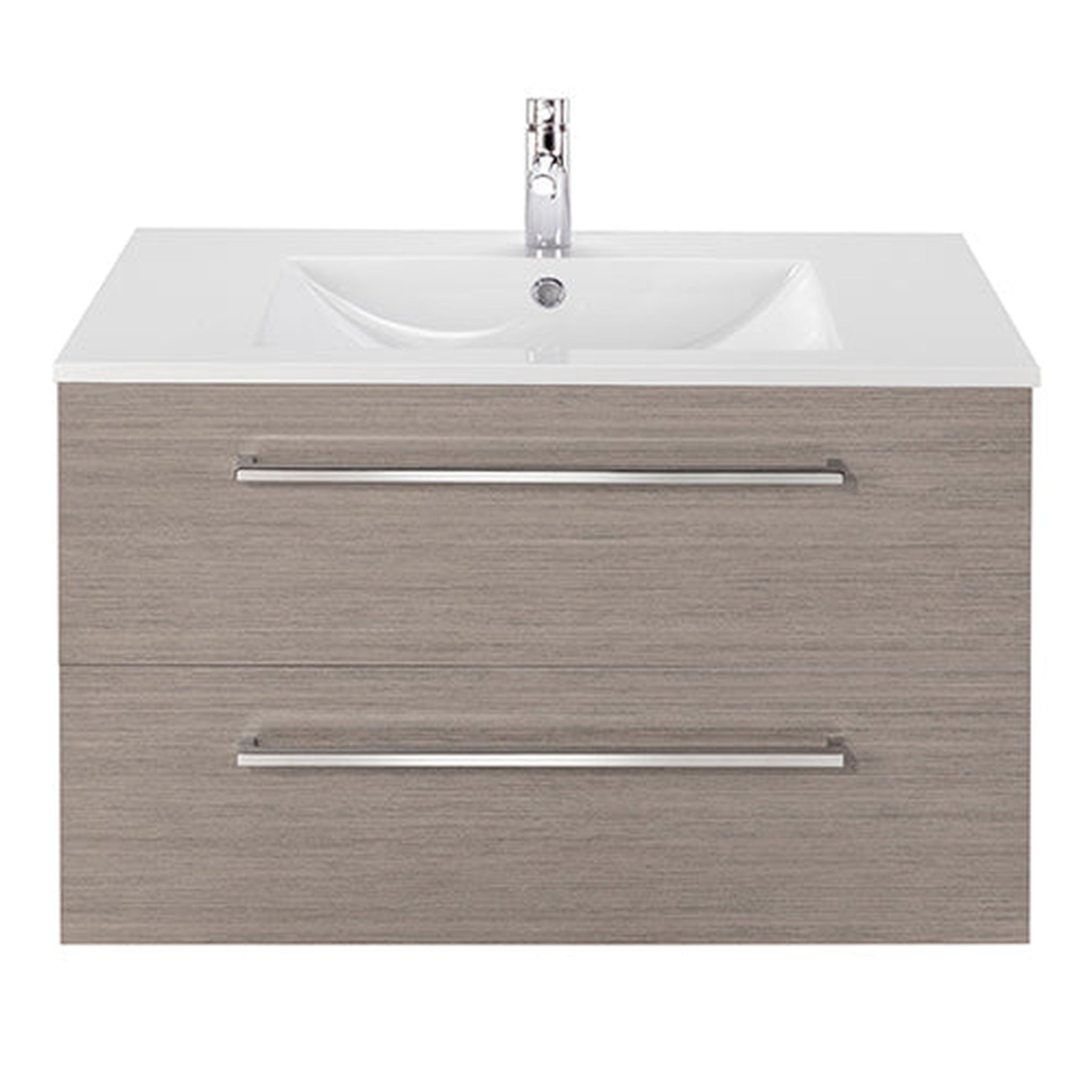 Ceramic sink with suspended cabinet, two melamine doors and