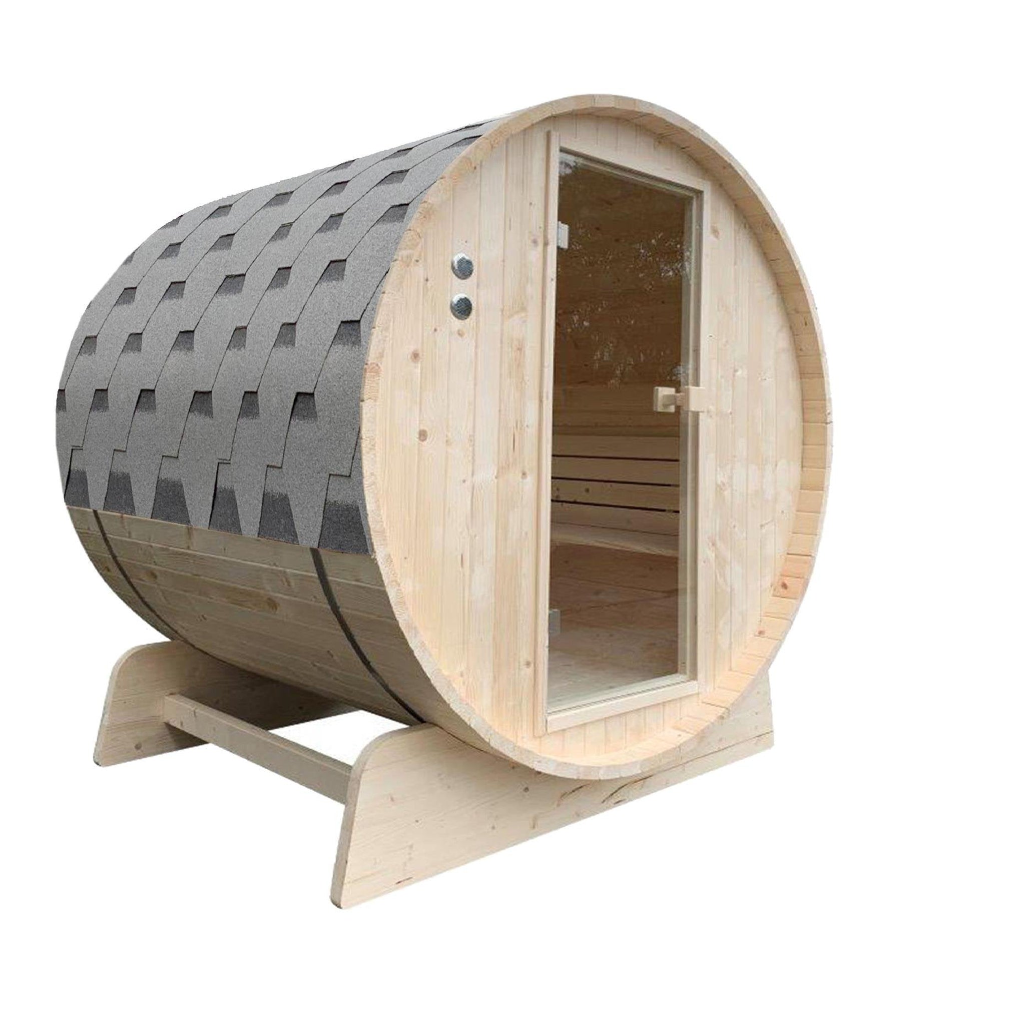 Aleko White Pine Barrel 8 Person Outdoor Wet Dry Sauna With 8 kW Harvi – US  Bath Store