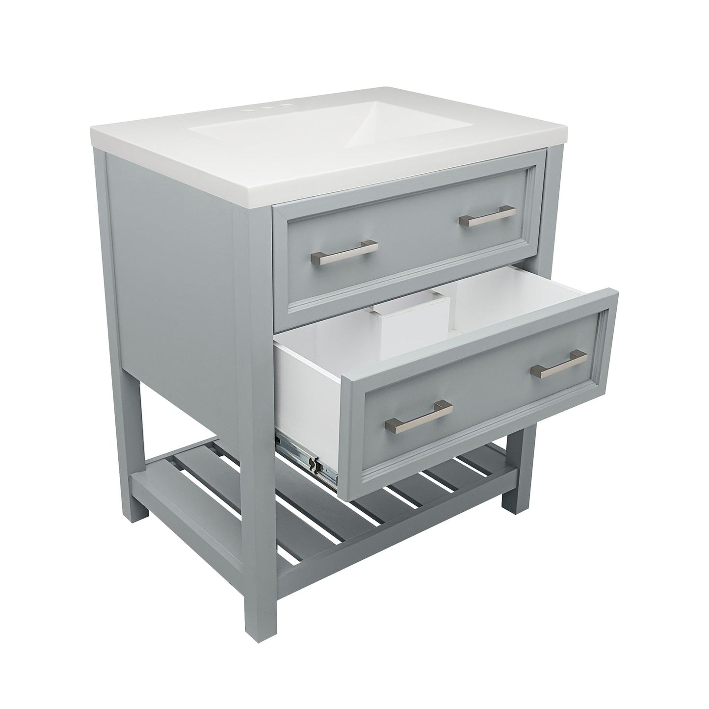Ella's Bubbles Tremblant 31" Gray Bathroom Vanity With White Cultured Marble Top and Sink
