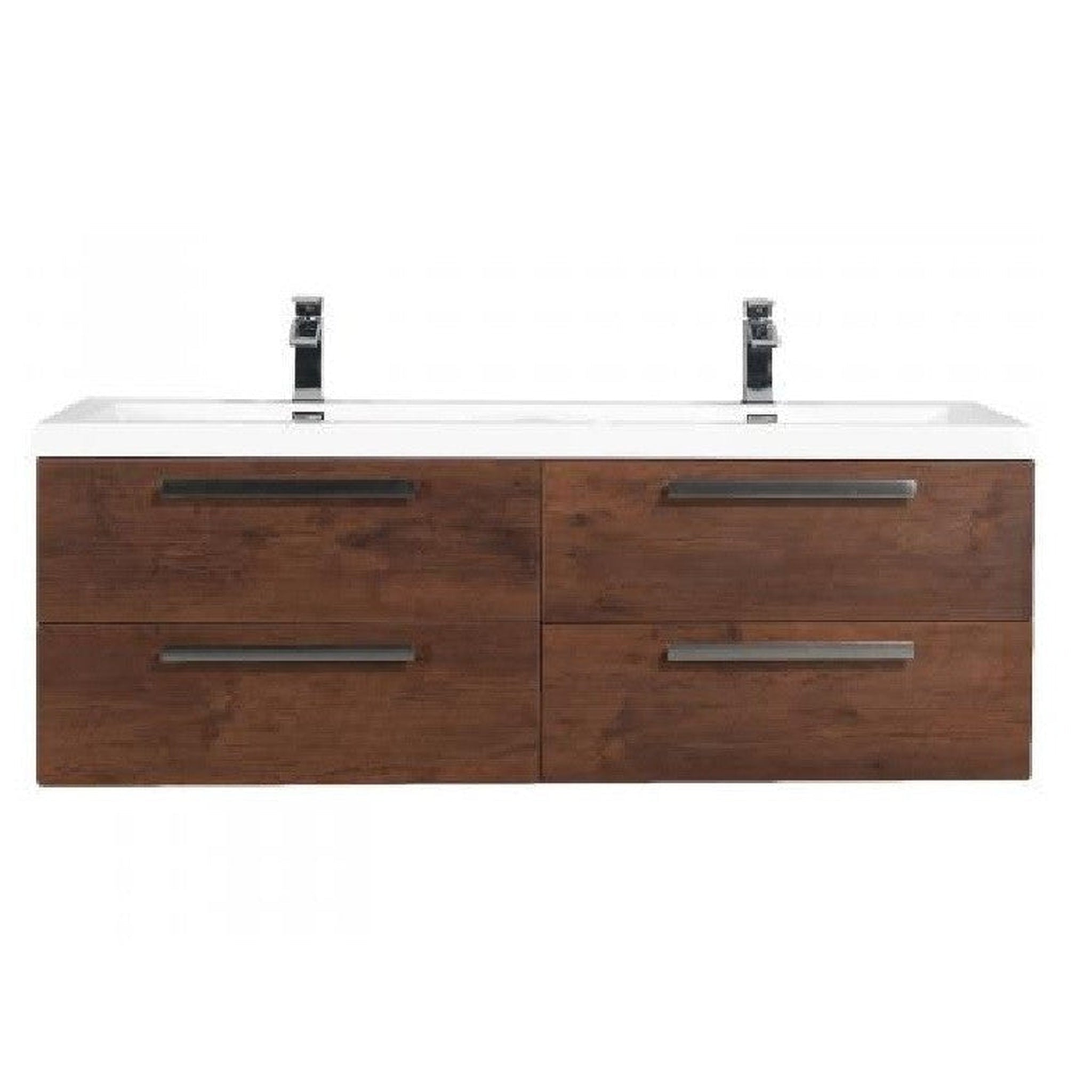 Eviva Surf 57 Black-Wood Modern Bathroom Vanity Set with Integrated White Acrylic Double Sink