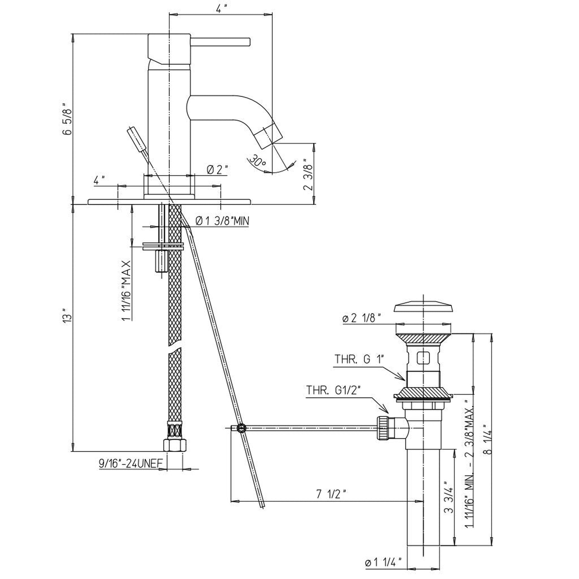 LaToscana Elba Matt Gold Single Lever Handle Lavatory Faucet