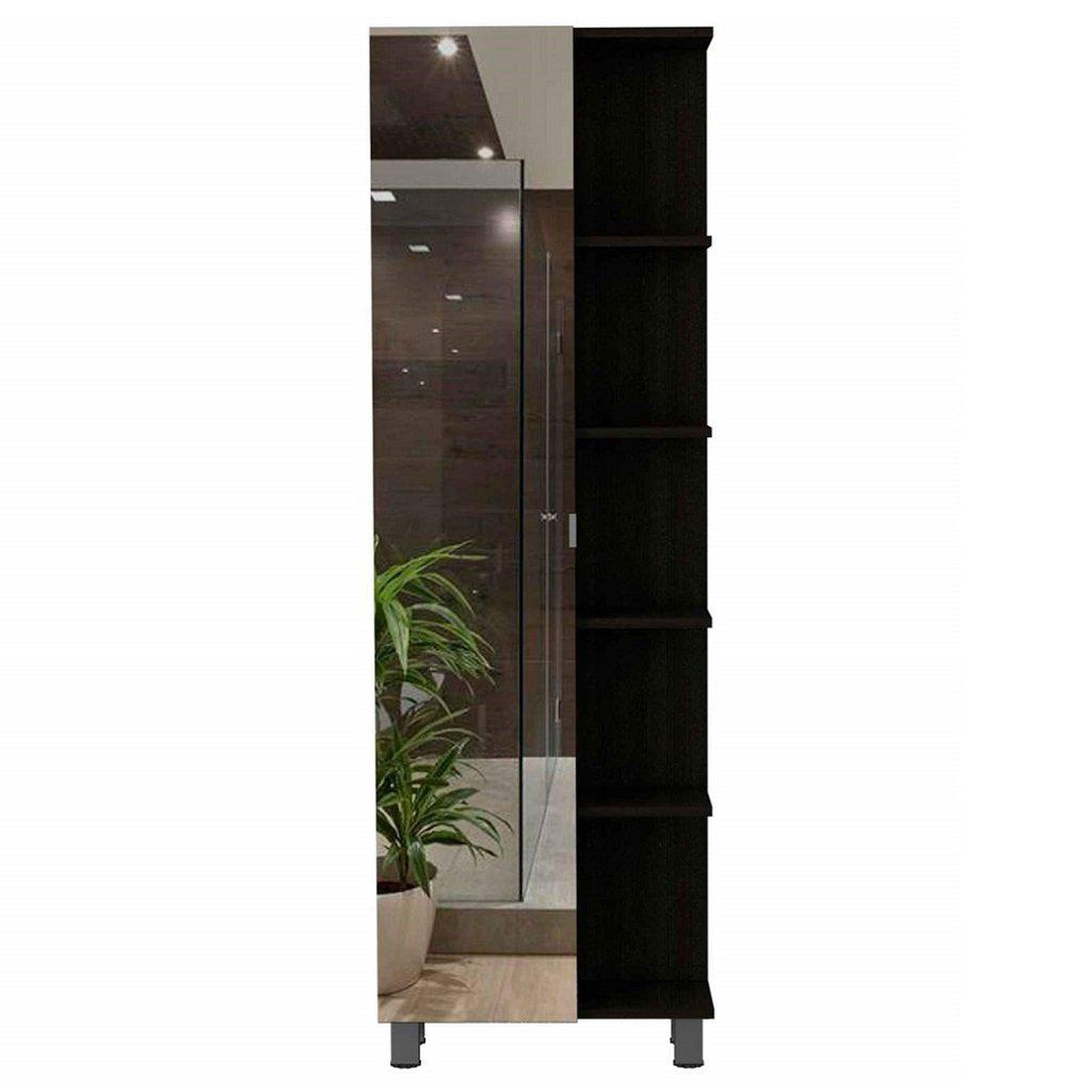 Milano Medicine Cabinet,Six External Shelves Mirror,Black Wengue