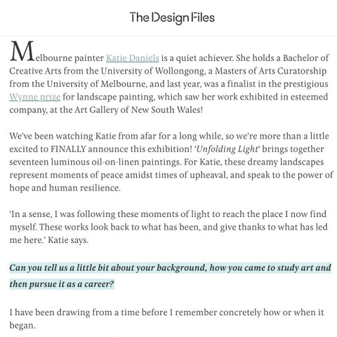 The Design Files Article about Katie Daniels