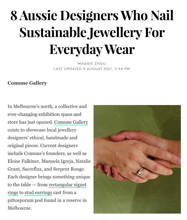 Refinery29 article on Comune Gallery Sustainable Jewellery