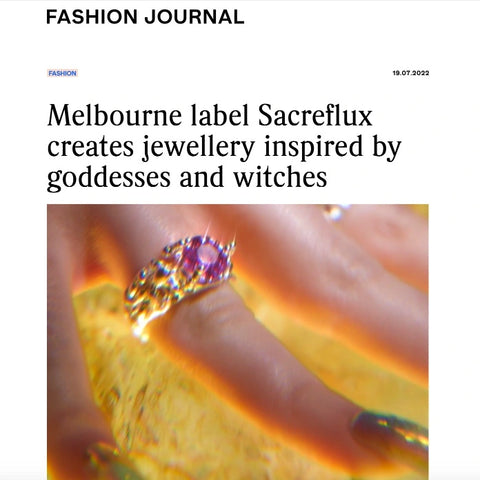 Fashion Journal article on Sacreflux Jewellery