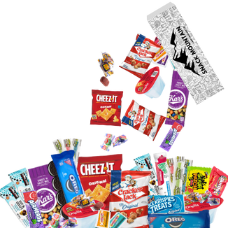 Snack Box filled with brand favorite snacks, snack care package