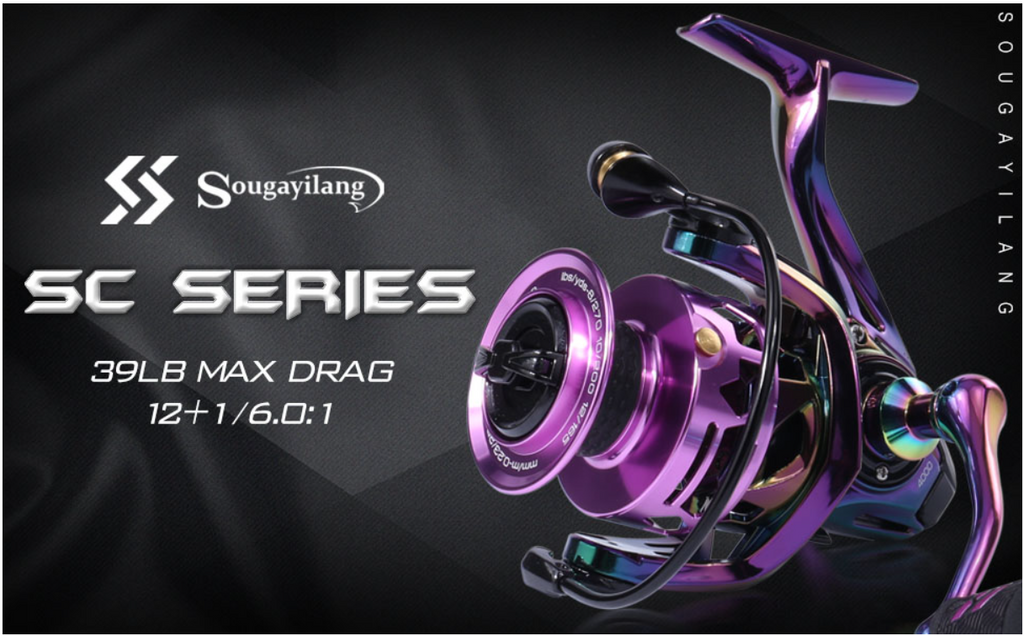 Sougayilang Fishing Reel, Colorful Ultralight Spinning Reels with