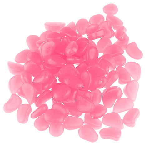 glow in the dark garden pebles pink