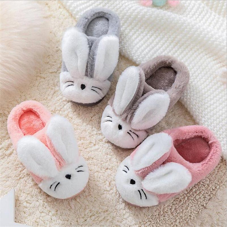 Children's Indoor Cotton Plush Bunny Rabbit Slippers, Warm Plushy Slip