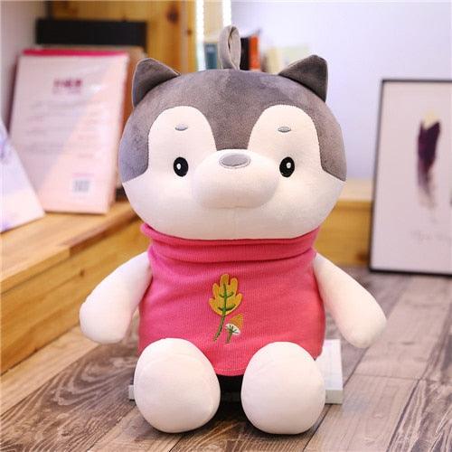 Cute Husky Dog with Clothes Stuffed Animal - Red - Stuffed Animals - Plushie Depot