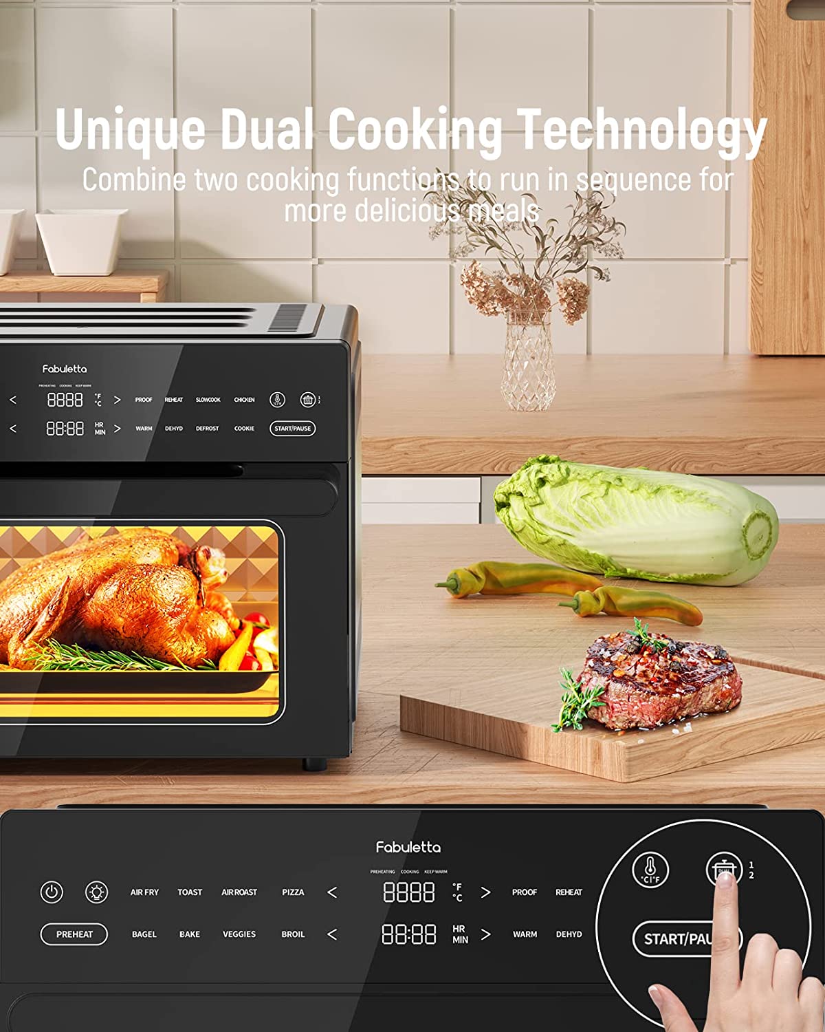 Fabuletta 18-in-1 Air Fryer Toaster Oven - 32QT Smart Countertop Conve