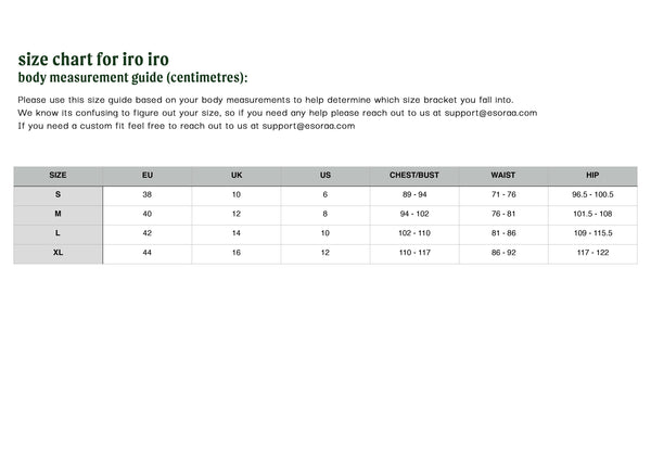 Iro Size Chart