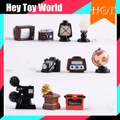Mini Vintage Camera Phonograph for DIY Doll House Decoration