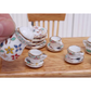 Mini Tea Wooden Table Tea Ceramic Cup set for Doll House Furniture