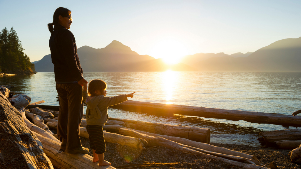 Woman and Child at a Beach in British Columbia