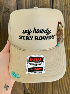 Say Howdy Feather Trucker Hat - Wild Grace 931