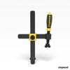 Siegmund's black and yellow, nitrided screw clamp for welding fixtures