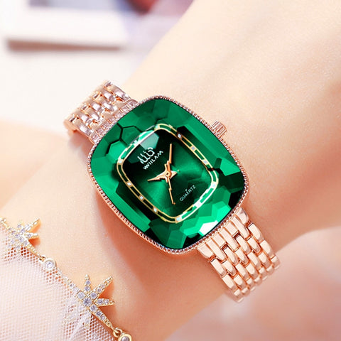 Relógio Feminino Pequeno Diamond Green Original