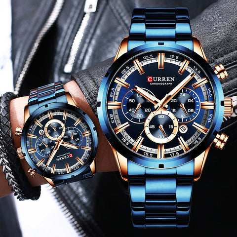 Relógio Curren Masculino Chronograph 8355 Luxo Original