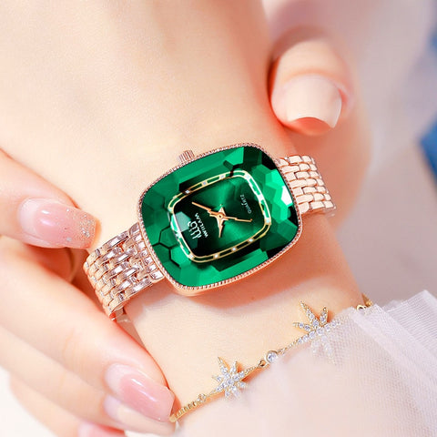 Relógio Feminino Pequeno Diamond Green Original