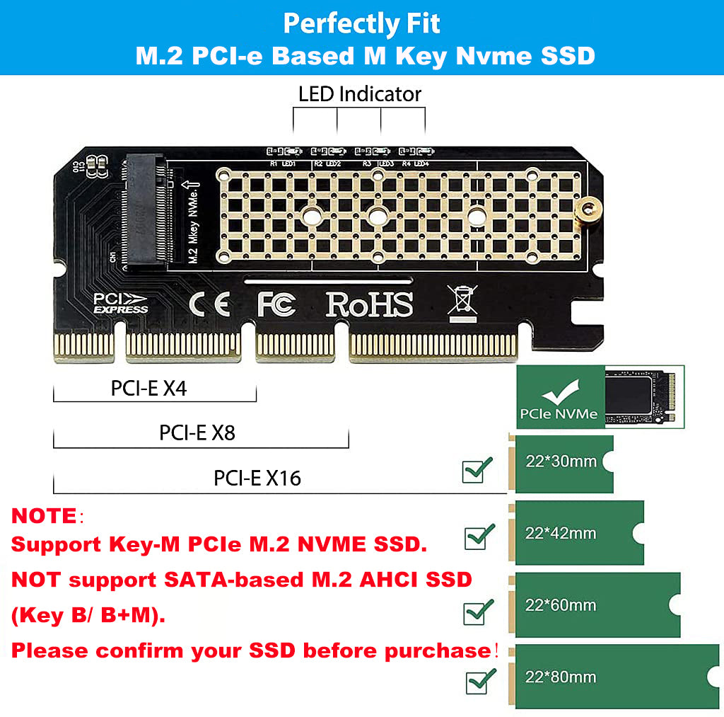 Verilux® NVME Adapter PCI-E x16  NVME AHCI SSD  Adapter Card – Eleboat