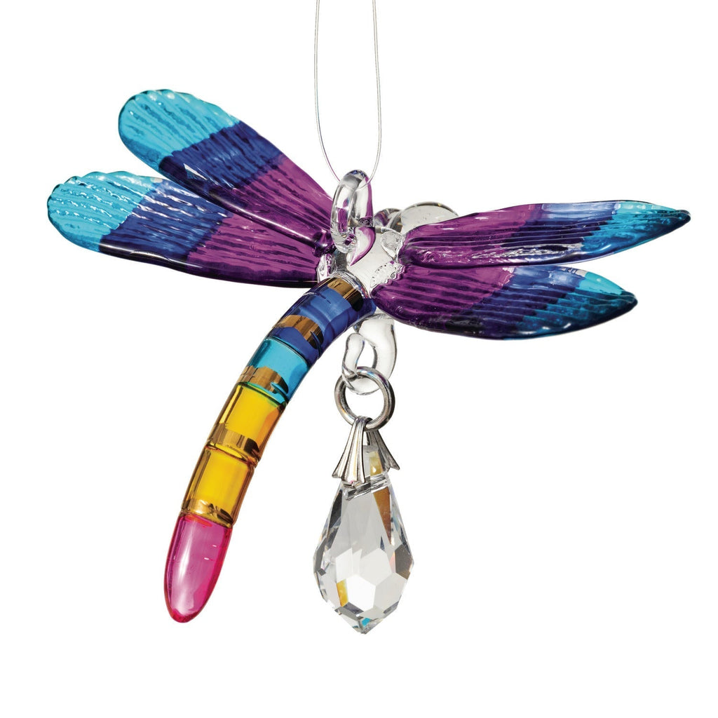 Rainbow Dragonfly Sun Catcher with Gold Wings: Inspirational