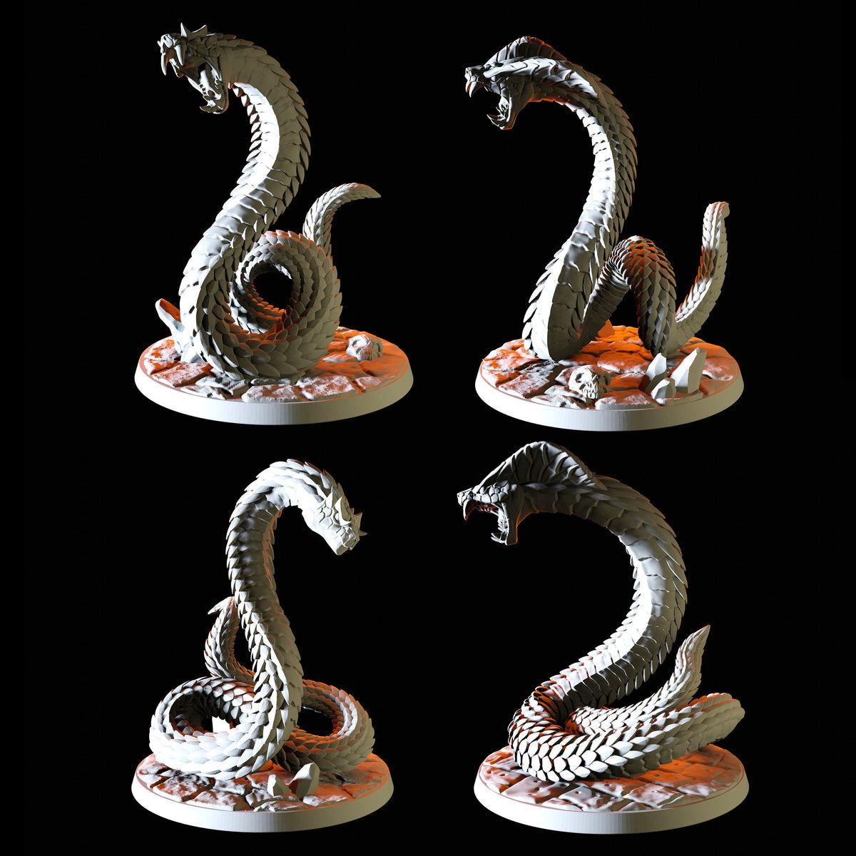 Giant Snake Serpent Cobra | Premium 3D Printed Fantasy Tabletop Miniatures  28mm 32mm up to 100mm | dnd 20836