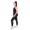 Tank top from Milbel Active - side  view of girl modelling black tank top and black leggings