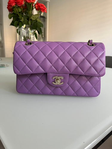 Chanel 22S Purple Caviar LGHW Small Timeless Classic Double Flap Bag –  Globalluxcloset
