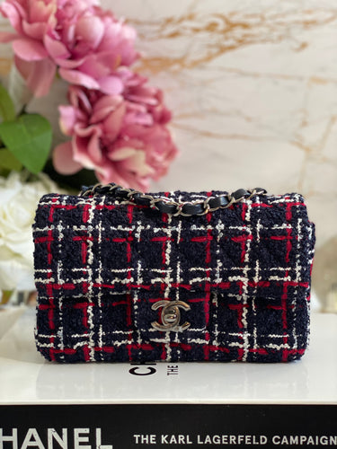 Chanel 2018 Tweed New Mini Flap Bag - Blue Mini Bags, Handbags - CHA297330