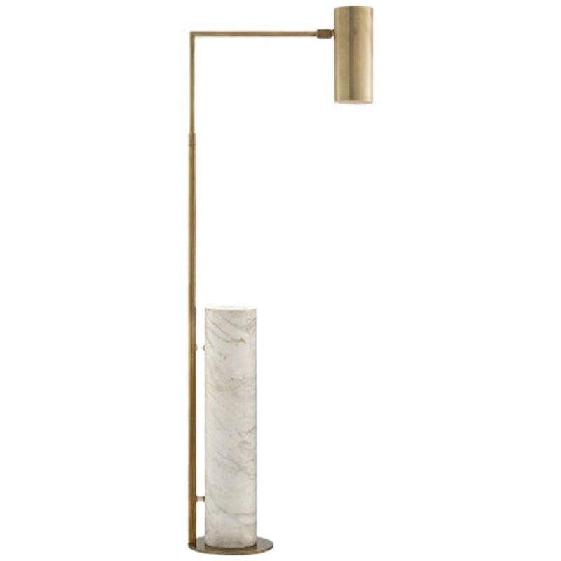 Double Insulated Floor Standing Lamp in Antique Brass with Gold Shade