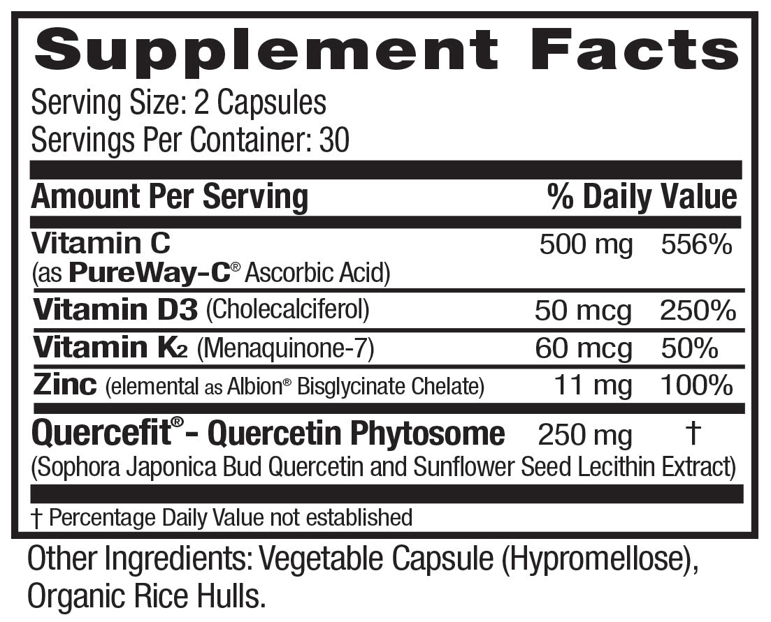 Qummune Supplement Facts 5-in-1 Daily Immune