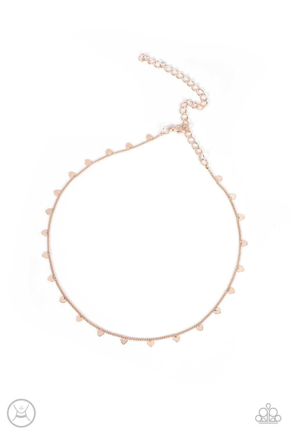 PAPARAZZI Cupids Cutest Valentine - Rose Gold | Heart Charm Choker Necklace-Paparazzi Jewelry Catalog | Gem Box Accessories Independent Consultant