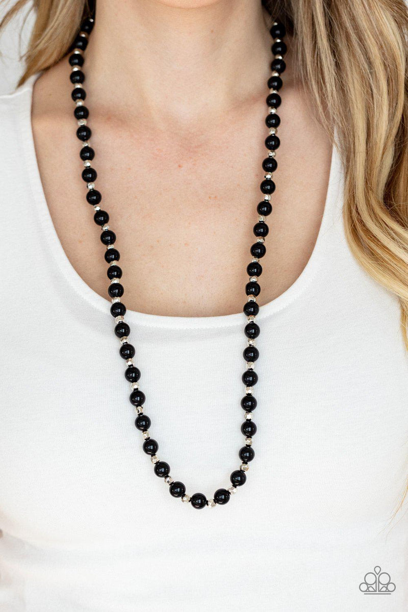 PAPARAZZI Nautical Novelty - Black | Jet Onyx Metallic Faceted Bead Opera Pearl Style Necklace | Paparazzi Jewelry Catalog | Gem Box Accessories Independent Consultant
