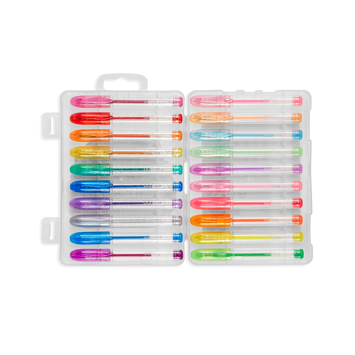 Yoobi Mini Gel Pens 24-Pack & Carrying Case Neon Metallic Glitter Shades 1.0 mm