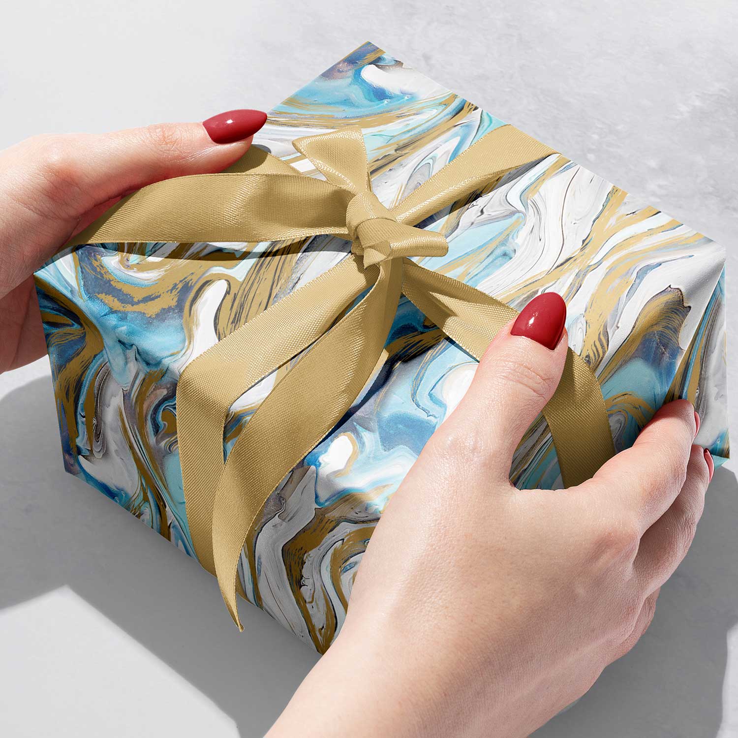 Marbleized Red Christmas Gift Wrap – Present Paper