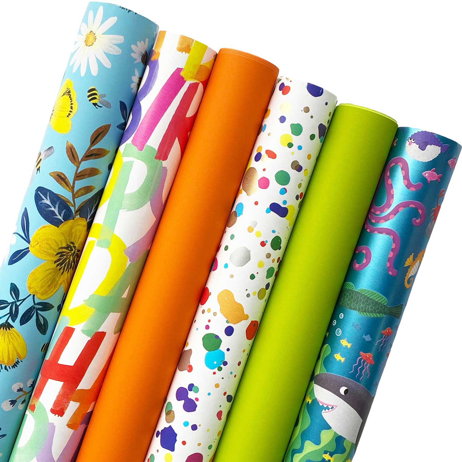 Birthday Wrapping Paper Bundle with Cut Lines on Reverse