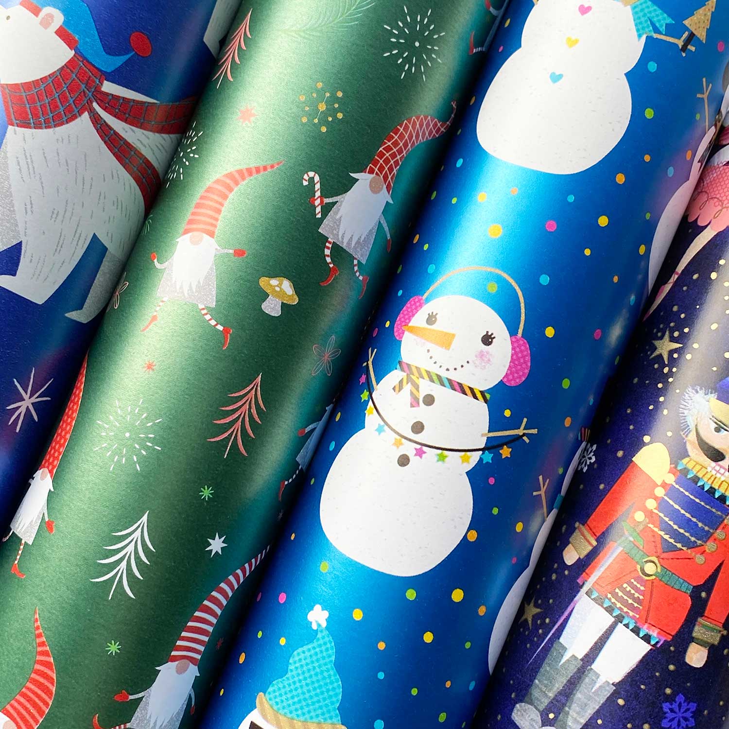 Christmas Wrapping Paper Whimsical Roll Bundle (25 Sq ft per Roll, 100 Total Sq ft), 4 Pack Jillson & Roberts