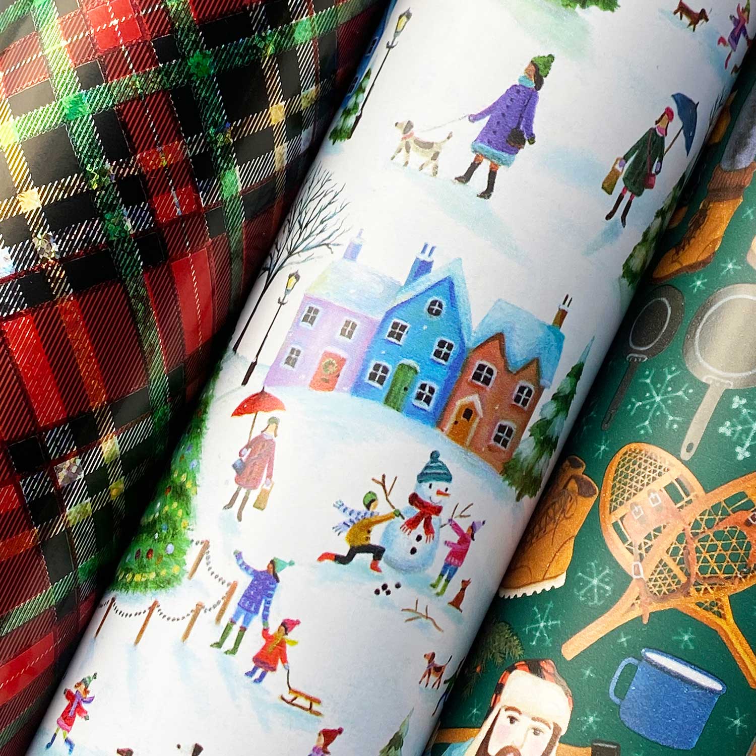 Christmas Wrapping Paper Whimsical Roll Bundle (25 Sq ft per Roll, 100 Total Sq ft), 4 Pack Jillson & Roberts