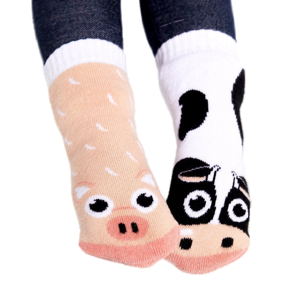 Pink & Purple Grip Socks For Toddlers & Kids - 4 Pairs